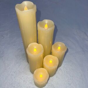 SIX Beautiful Warm Colored Candles (Battery Powered)